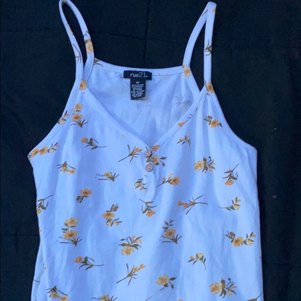White flowered Tank Top